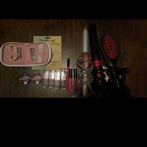make up + bag, 2 curling iron, 1 straightener